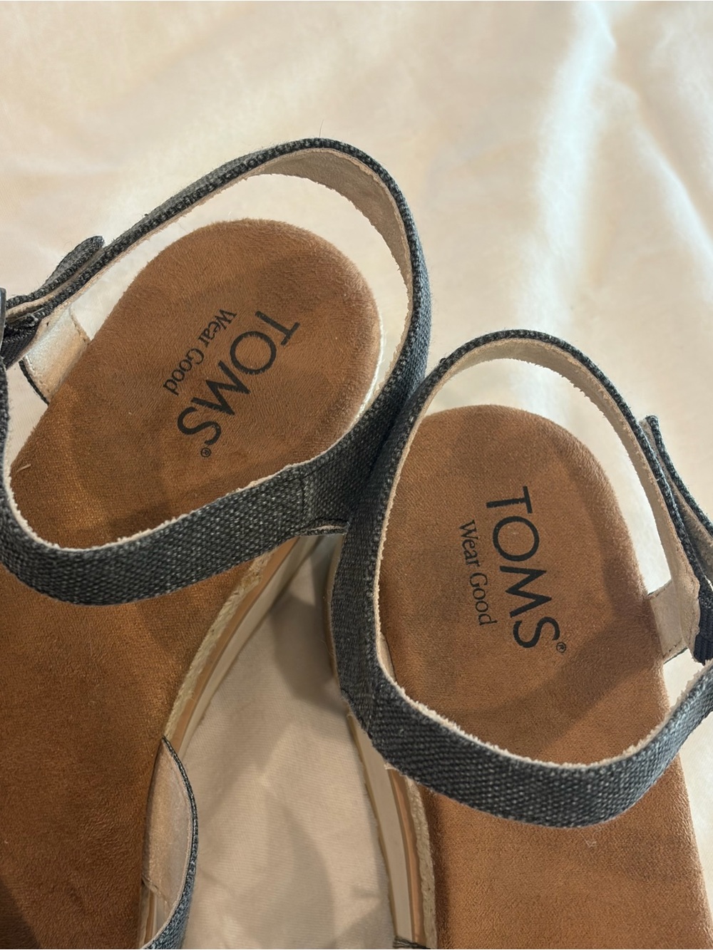 Toms Dark Blue Denim Crisscross Platform Sandals, W10 - Picture 3 of 4